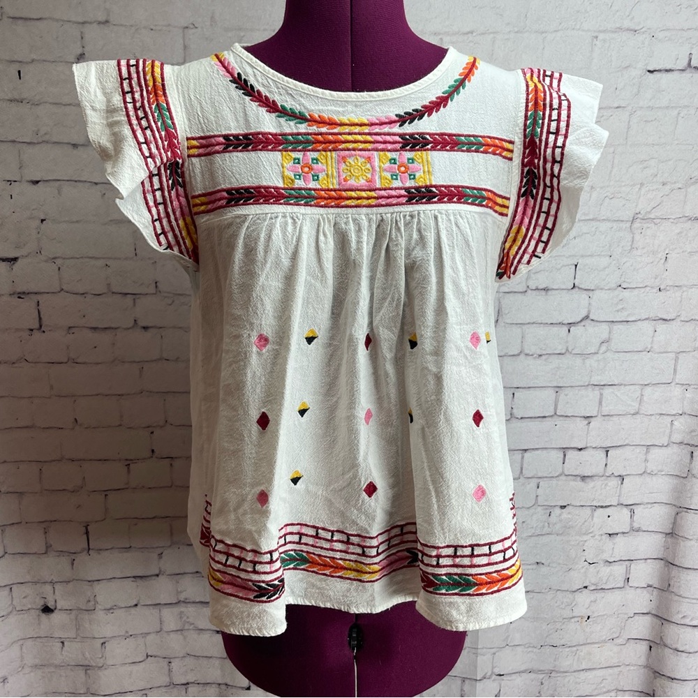 Lala Factory size small embroidered butterfly sleeve blouse